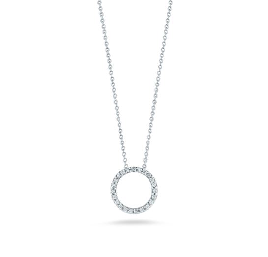 Roberto Coin Circle Pendant Necklace with Diamond in 18k White Gold