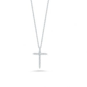 Roberto Coin Cross Pendant Necklace with Diamonds in 18k White Gold Necklaces & Pendants Bailey's Fine Jewelry