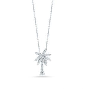 Roberto Coin Small Palm Tree Pendant Necklace with Diamonds in 18k White Gold Necklaces & Pendants Bailey's Fine Jewelry