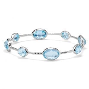 Ippolita Sterling Silver Rock Candy 8-Stone Bangle Bracelet in Blue Topaz Bracelets Bailey's Fine Jewelry