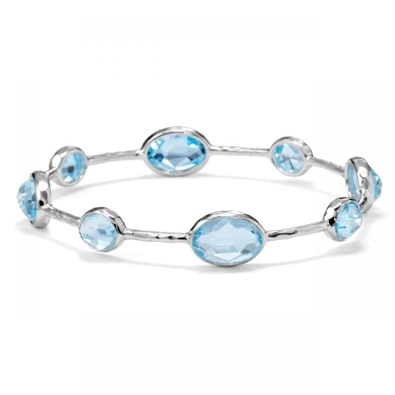 Ippolita Sterling Silver Rock Candy 8-Stone Bangle Bracelet in Blue Topaz