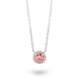 Lightbox Lab-Grown .50ct Pink Diamond Halo Pendant Necklace in 10k White Gold