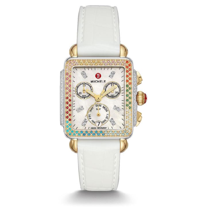 Michele 33x35mm Deco Carousel Two-Tone Diamond Watch