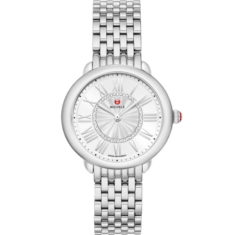 Michele 36x37mm Serein Mid Stainless Steel Diamond Dial Watch