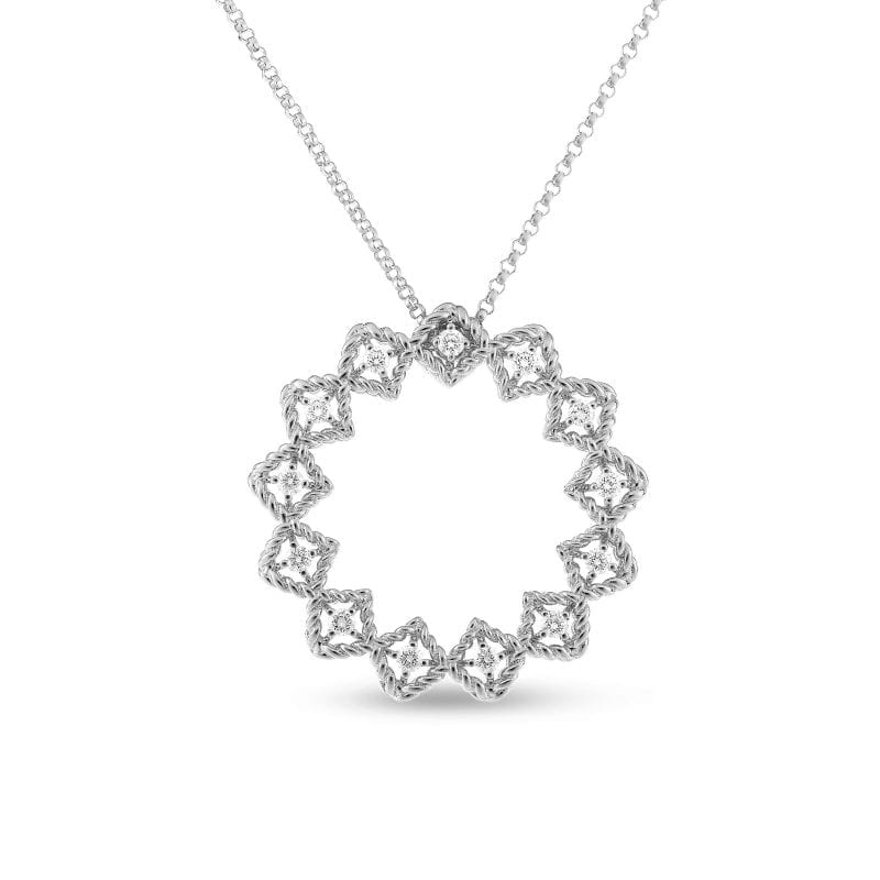 Roberto Coin Large Diamond Circle Necklace in 18k White Gold