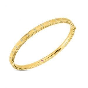 Roberto Coin 18k Yellow Gold Princess Bangle Bracelet with Diamonds Bracelets Bailey's Fine Jewelry