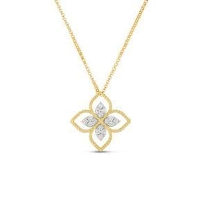 Roberto Coin 18k Principessa Large Flower Pendant Necklace with Diamonds