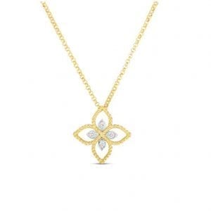 Roberto Coin 18k Principessa Small Flower Pendant Necklace with Diamonds Necklaces & Pendants Bailey's Fine Jewelry
