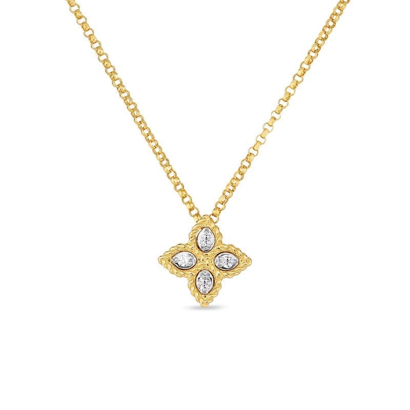 Roberto Coin Small Pendant Necklace with Diamonds in 18k Yellow Gold