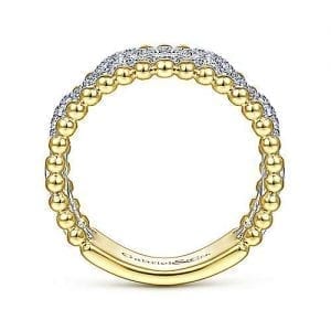 Diamond Chain Link and Bead Band Ring