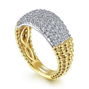Bead Diamond Wide Band Ring