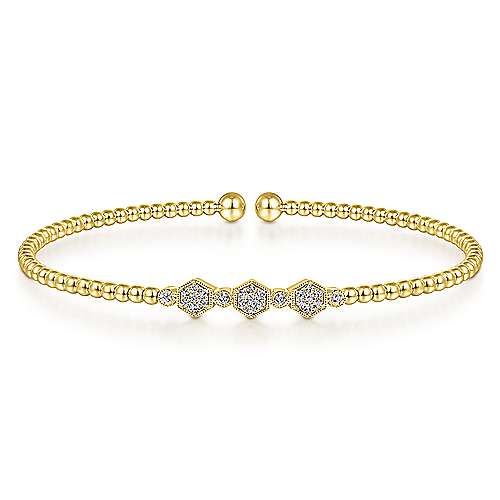 Bead Cuff Bracelet with Diamond Hexagon Stations – Bailey's Fine Jewelry