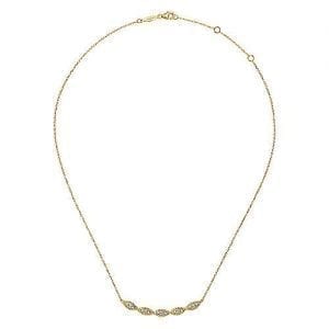 Twisted Rope Curved Diamond Bar Necklace