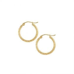 Textured Hoop Earrings in 14k Yellow Gold Earrings Bailey's Fine Jewelry