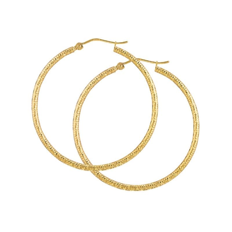 Ridged Hoop Earrings in 14k Yellow Gold
