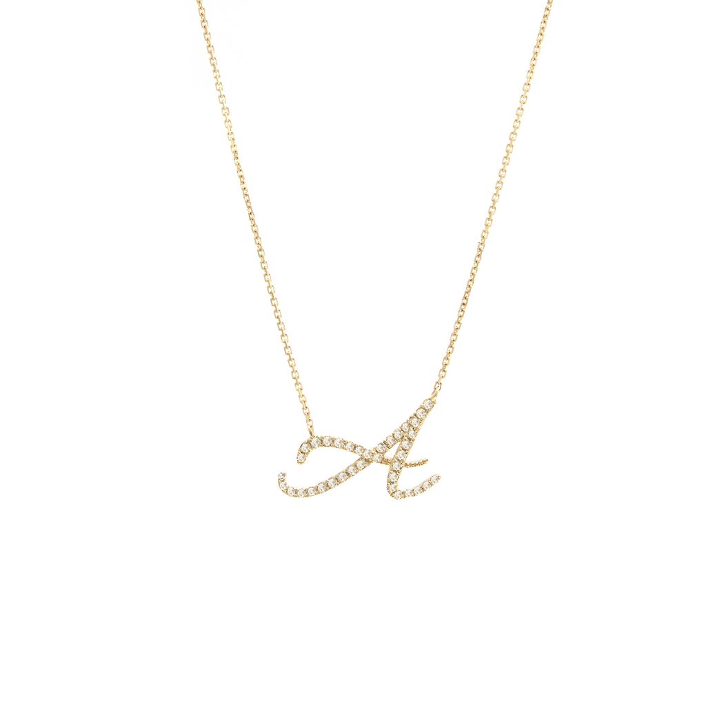 Script Diamond Initial Necklace 