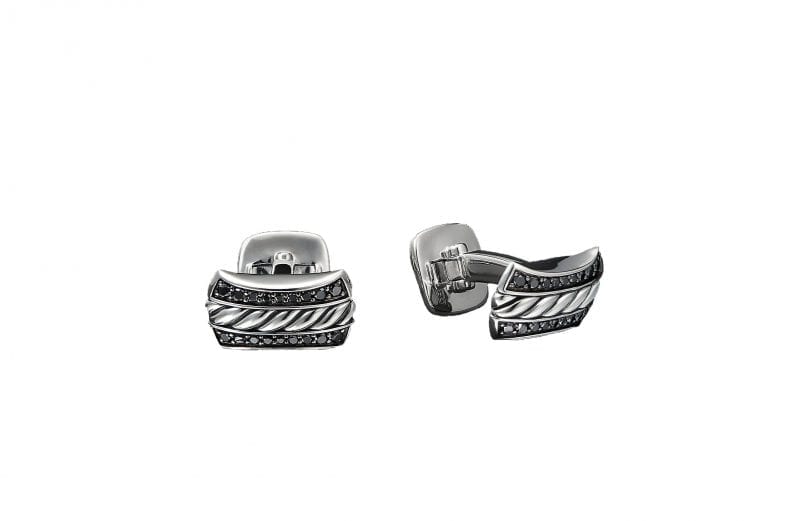 Cable Cufflinks with Pave Black Diamonds