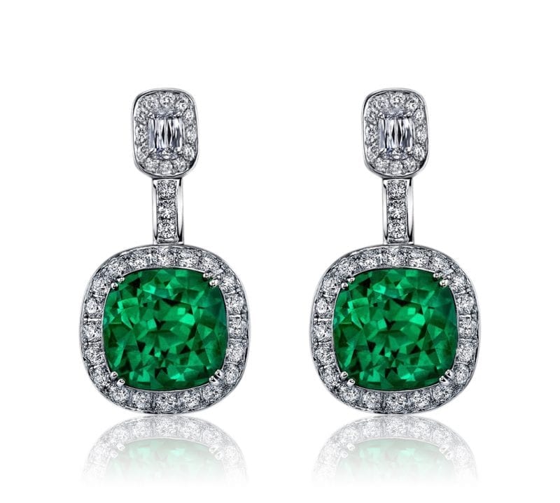 17.39ct Cushion Emerald Earrings