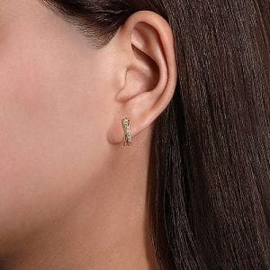 Twisted Diamond Huggie Earrings