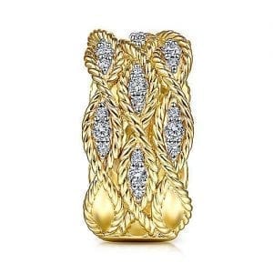 Twisted Braided Diamond Wide Band Ring