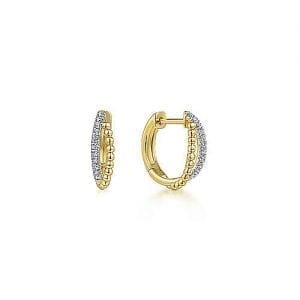 Bead Twisted Diamond Huggie Earrings Earrings Bailey's Fine Jewelry