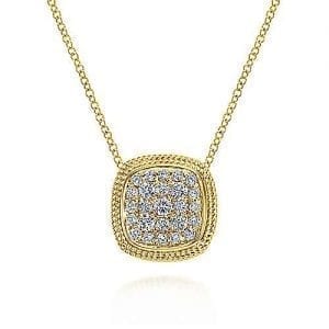 Cushion Diamond Pave Pendant Necklace
