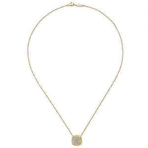Cushion Diamond Pave Pendant Necklace