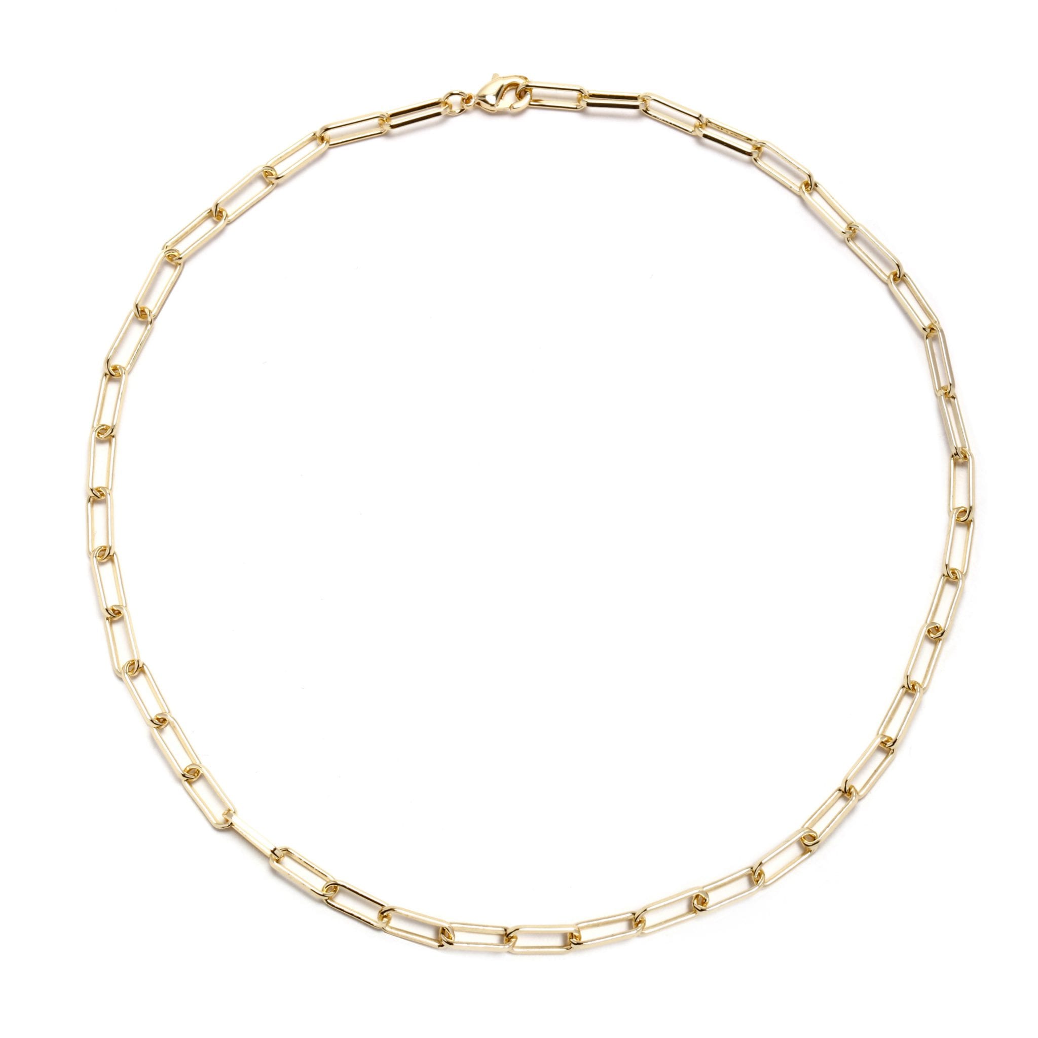 14k Yellow Gold Plate Adjustable Paperclip Chain Necklace – Bailey's