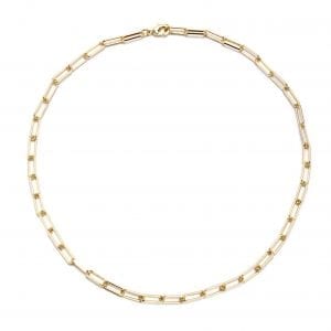 14k Yellow Gold Plate Adjustable Paperclip Chain Necklace