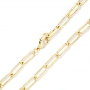 14k Yellow Gold Plate Adjustable Paperclip Chain Necklace