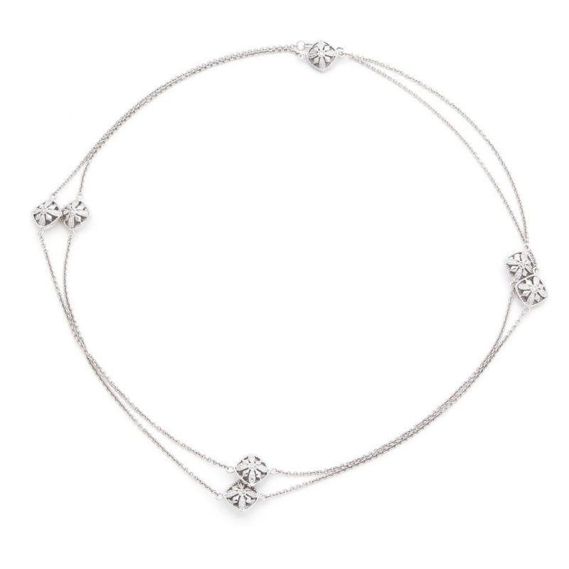 Sterling Silver Diamond Cushion Station Necklace