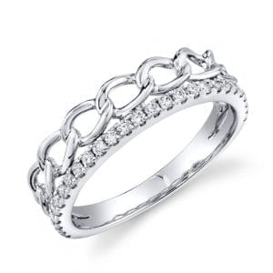 Double Stack Diamond Ring in 14k White Gold