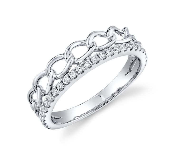 Double Stack Diamond Ring in 14k White Gold