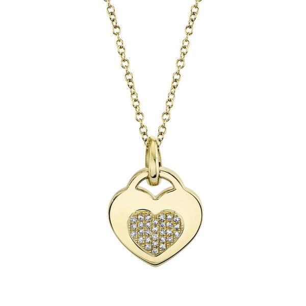 Diamond Heart Lock Pendant Necklace in 14k Yellow Gold