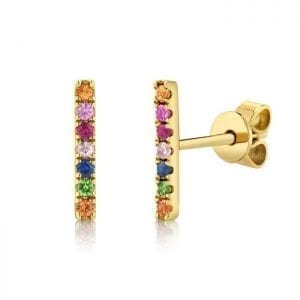 Bailey’s Goldmark Collection Rainbow Bar Stud Earrings in 14k Yellow Gold Earrings Bailey's Fine Jewelry