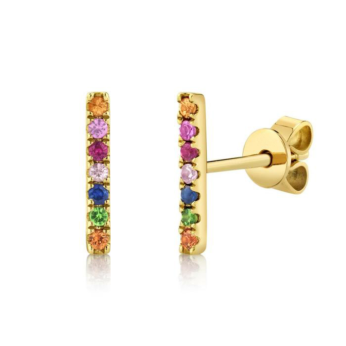Bailey's Goldmark Collection Rainbow Bar Stud Earrings in 14k Yellow Gold