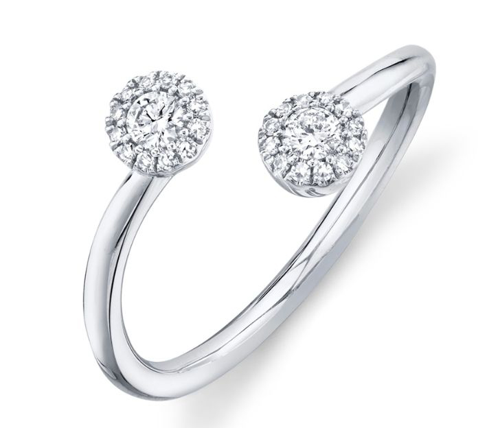 Diamond Halo Bypass Ring in 14k White Gold