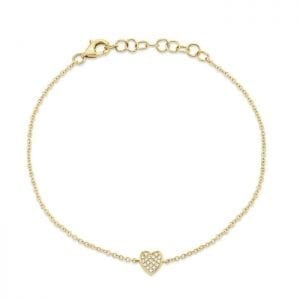 Pave Diamond Heart Bracelet in 14k Yellow Gold Bracelets Bailey's Fine Jewelry