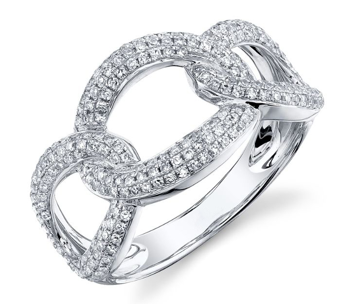 Pave Chain Link Ring in 14k White Gold