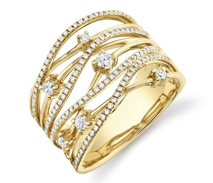 Diamond Bridge Ring in 14k Yellow Gold