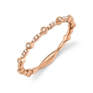 Marquise and Dot Diamond Ring in 14k Rose Gold Stackable Bands Bailey's Fine Jewelry