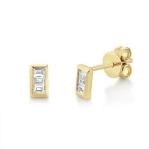 Bailey's Icon Collection Baguette Stud Earrings in 14k Yellow Gold