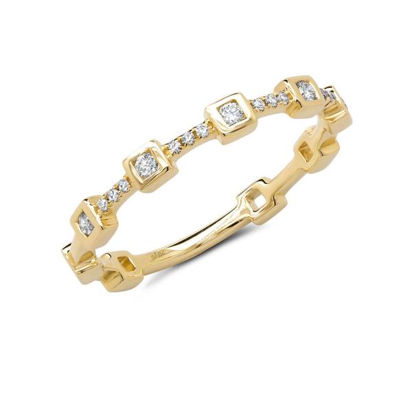 Square and Bar Stackable Diamond Ring in 14k Yellow Gold