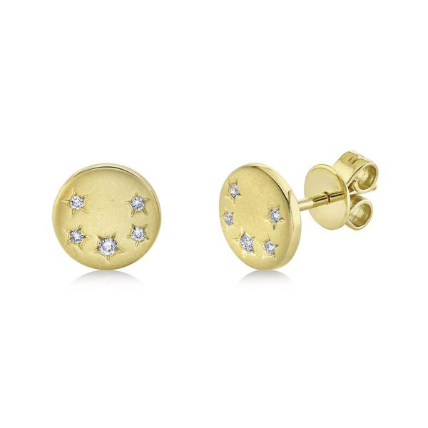 Diamond Star Studded Earrings in 14k Yellow Gold
