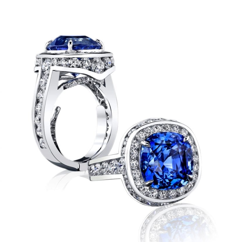 10.41 Cushion Blue Sapphire Ring