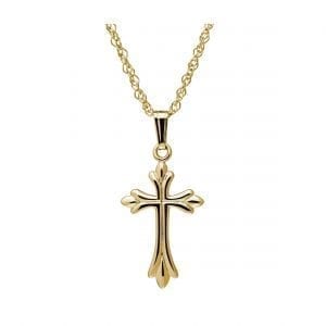 Flared Cross Pendant Necklace in 14k Yellow Gold