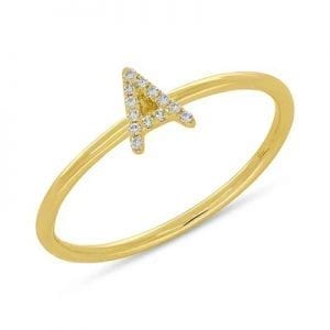Yellow gold ring with diamond "A" initial