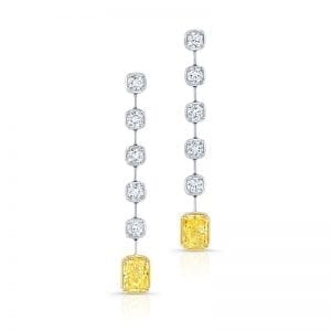 Radiant Yellow Diamond Bar Dangle Earrings