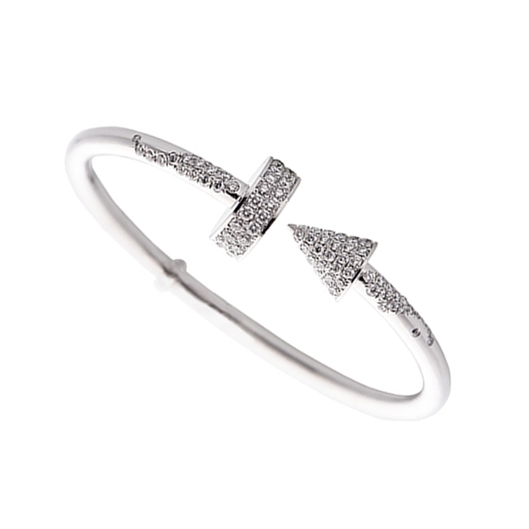 Pave Diamond Arrow Cuff Bracelet in 18k White Gold