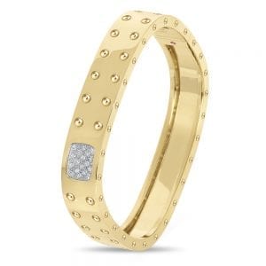 Roberto Coin 18k Gold Pois Moi 2 Row Square Bracelet With Diamonds